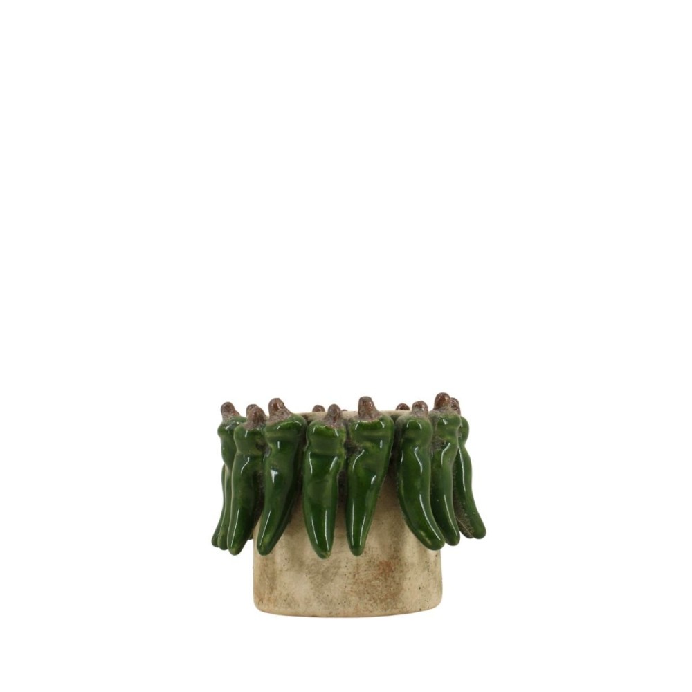 Cache pot en céramique piments relief, H13cm, HASHTAG DECO