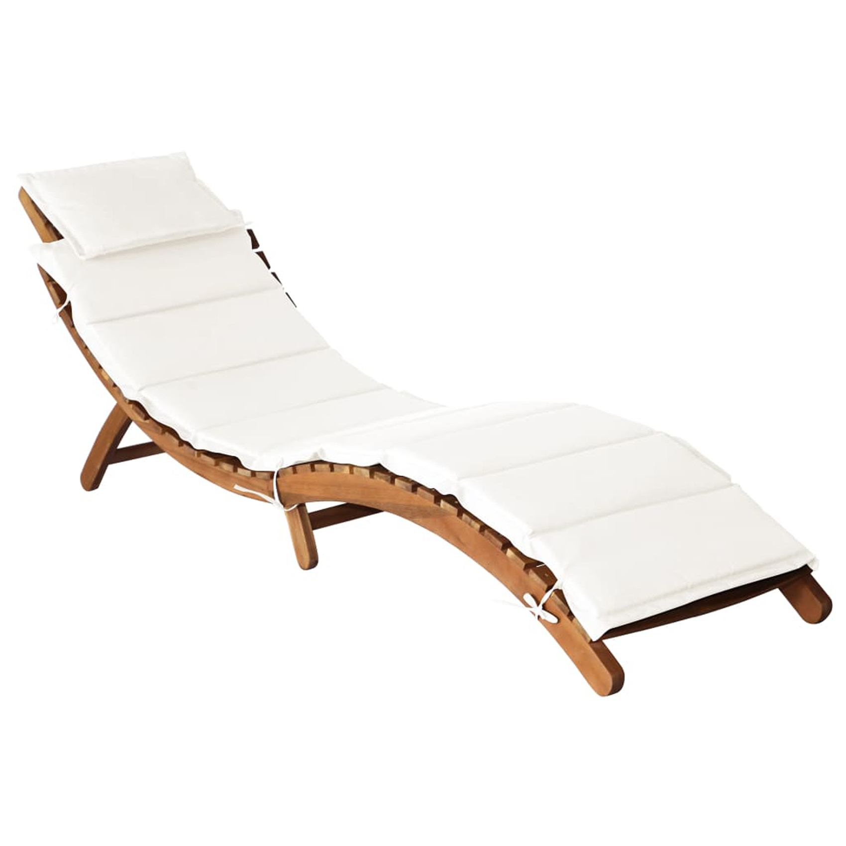 Chaise longue bois en acacia avec coussin, HOME MAISON