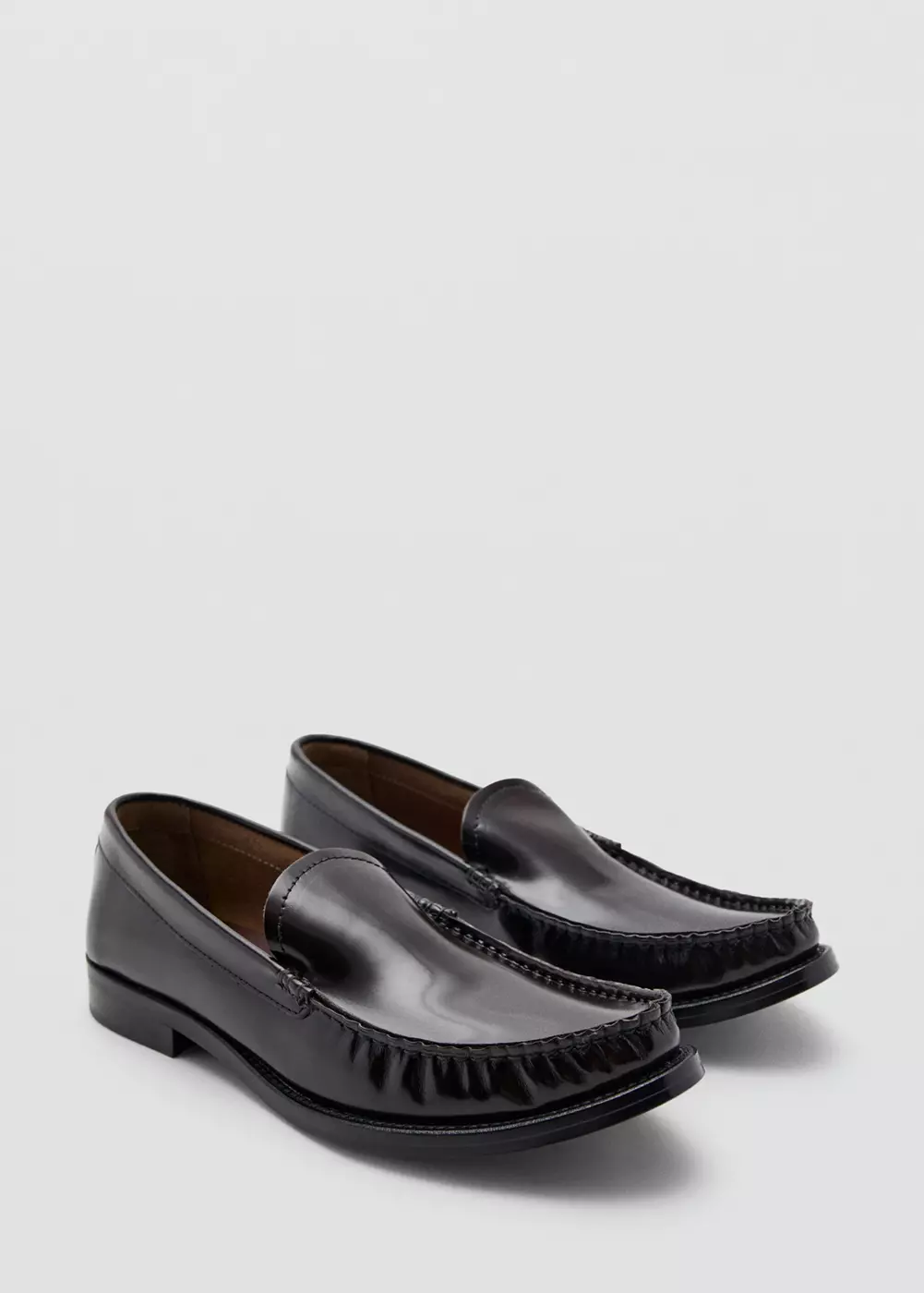 Mocassins cuir froncé, MANGO