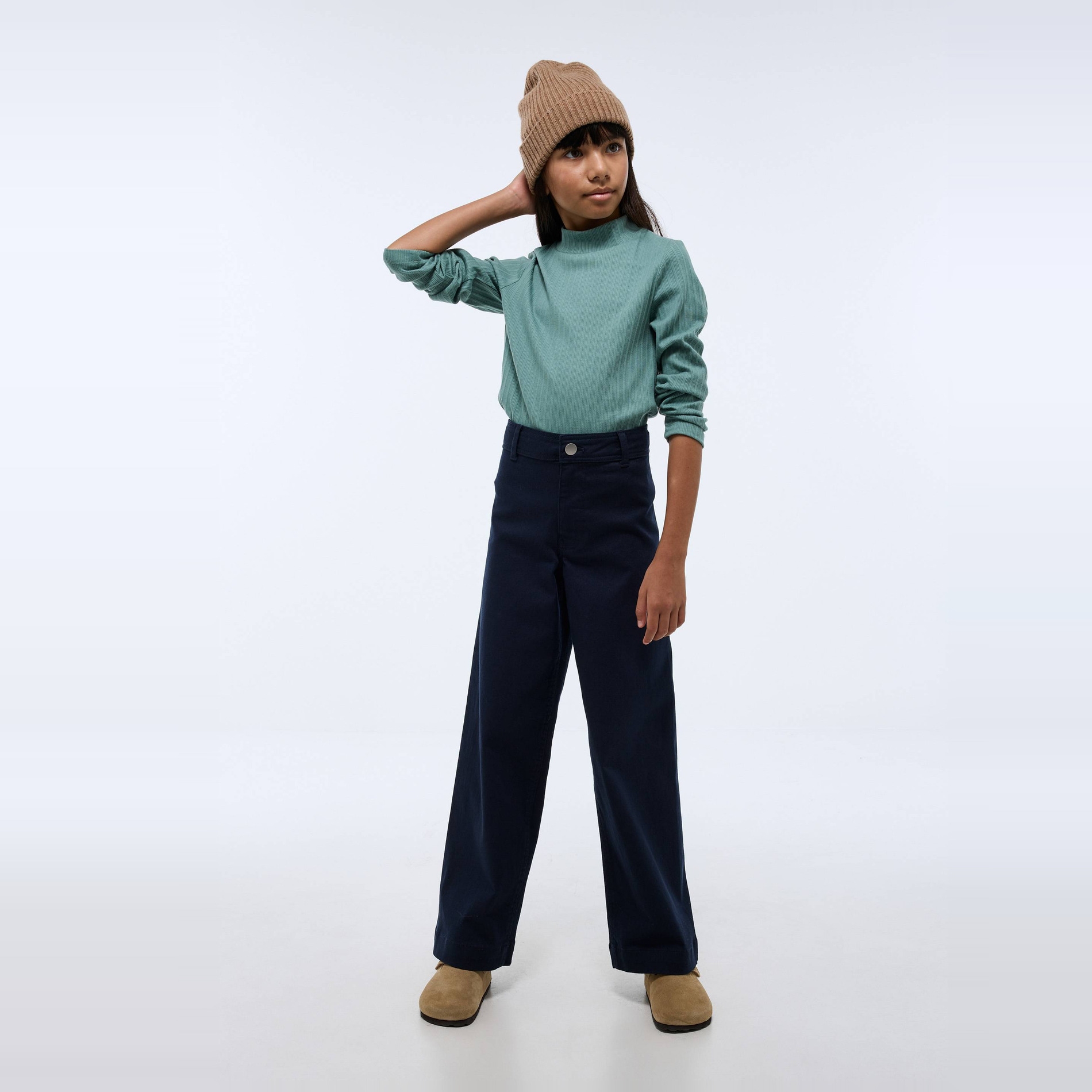 Pantalon large en coton, MONOPRIX