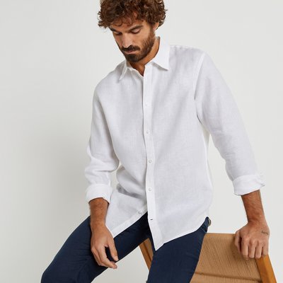 Les Signatures - Linen Regular Fit Shirt with Long Sleeves LA REDOUTE COLLECTIONS
