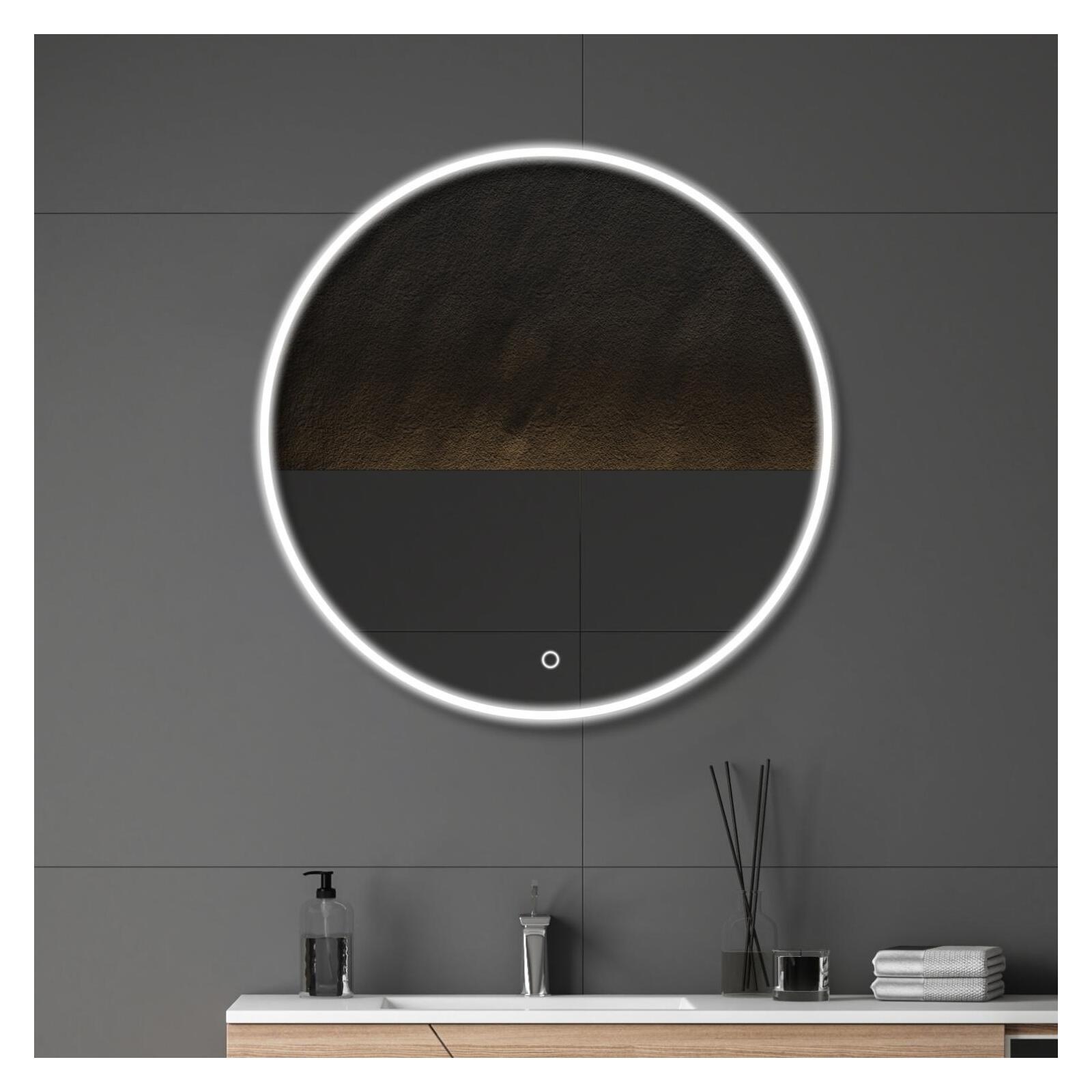 Miroir LED rond D60/70/80cm avec cadre rétroéclairé ORAYA, MOB IN