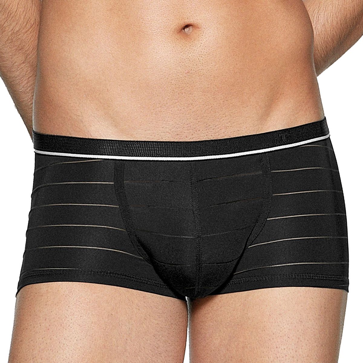 Boxer Homme Transparent Noir Taille M (35cm) - Microfibre, Neuf Avec étiquettes