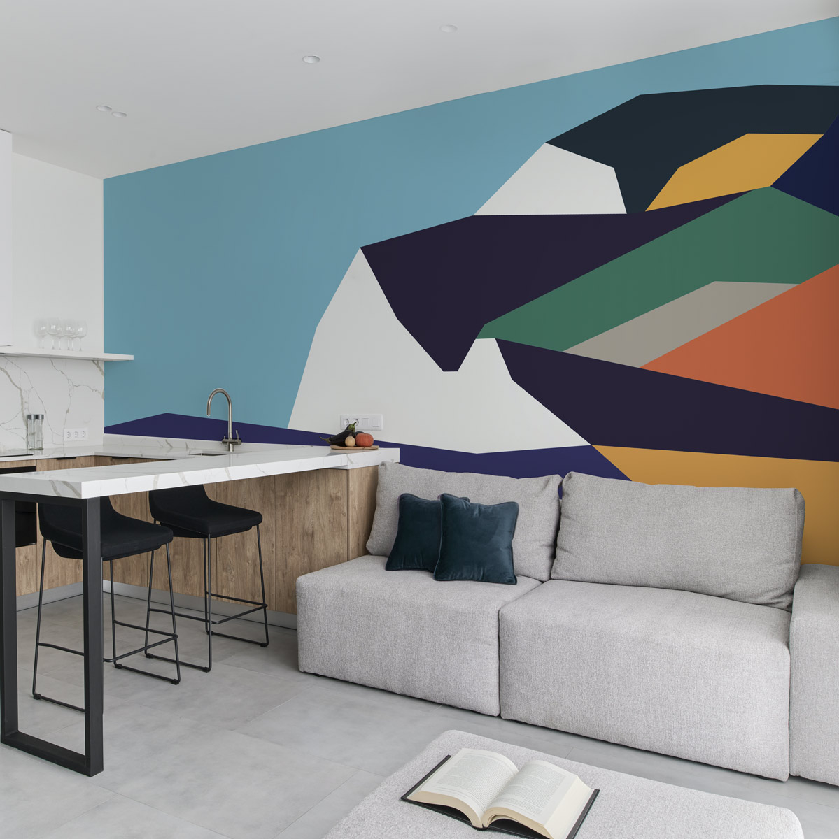 Papier peint panoramique Rives, Rose 150 x 250cm, ACTE DECO