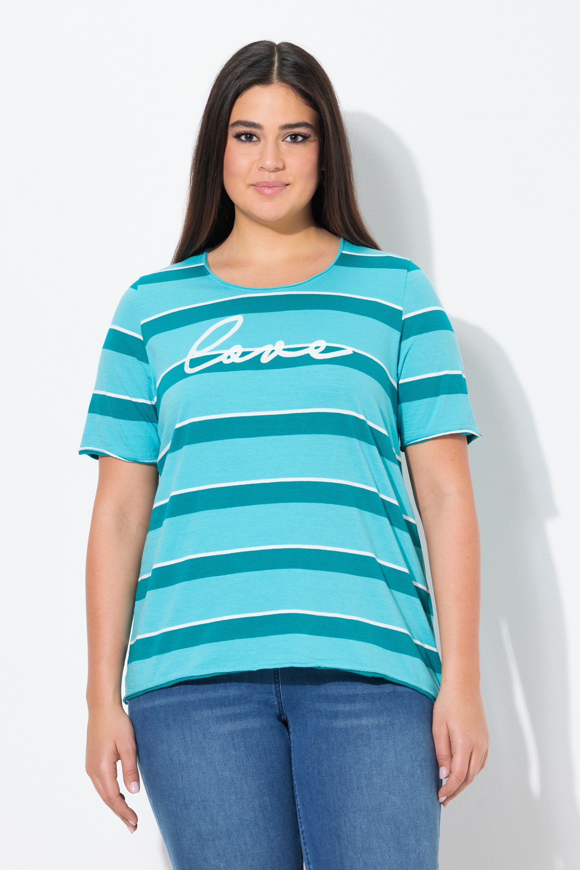T-shirt rayé avec broderie. Encolure ronde, ULLA POPKEN
