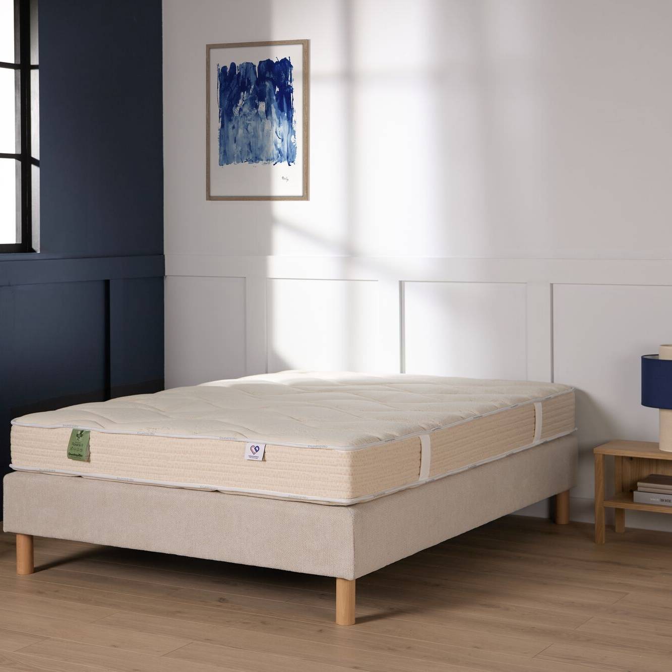 Matelas Roxane 100% latex ferme 7 zones H22 cm, DUNLOPILLO