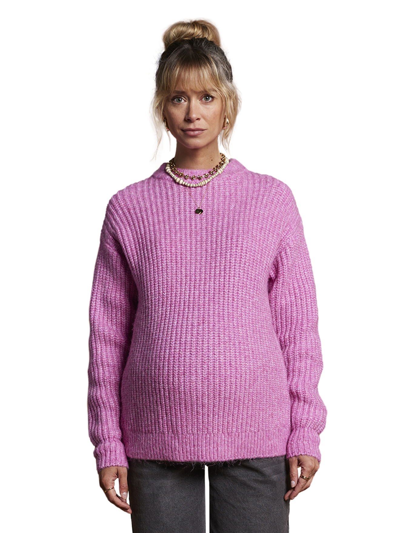 Pull de grossesse en côtes perlées, ENVIE DE FRAISE
