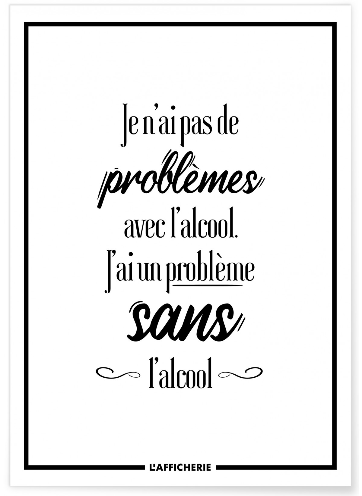 Affiche 'Je n'ai pas de problèmes avec l'alcool...', L'AFFICHERIE