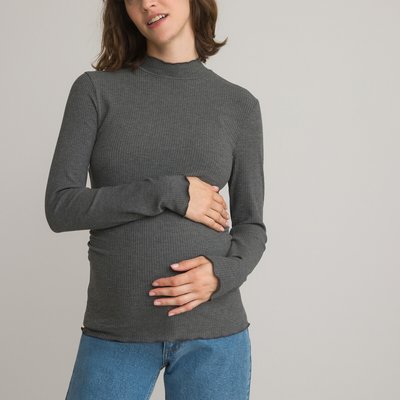 High Neck Maternity T-Shirt with Long Sleeves LA REDOUTE COLLECTIONS