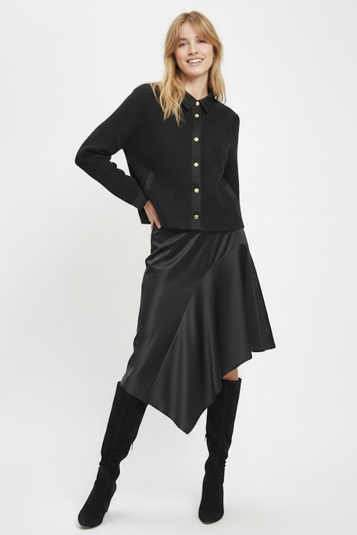 Jupe asymétrique en satin INES, DERHY