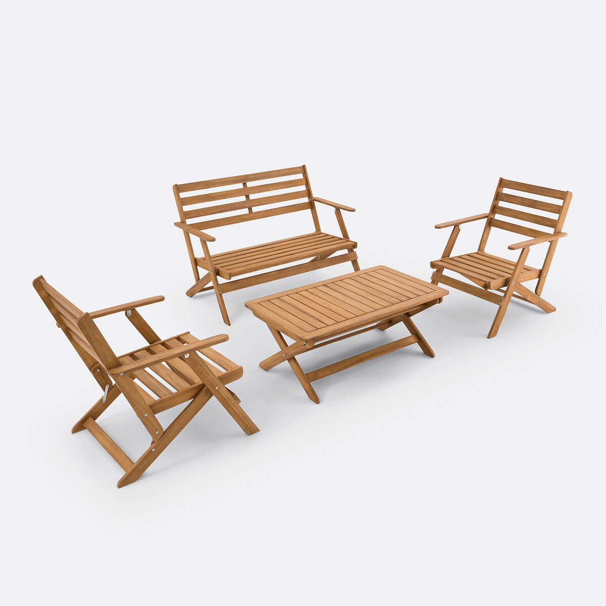 Salon de jardin pliant en acacia, Solara, LA REDOUTE INTERIEURS