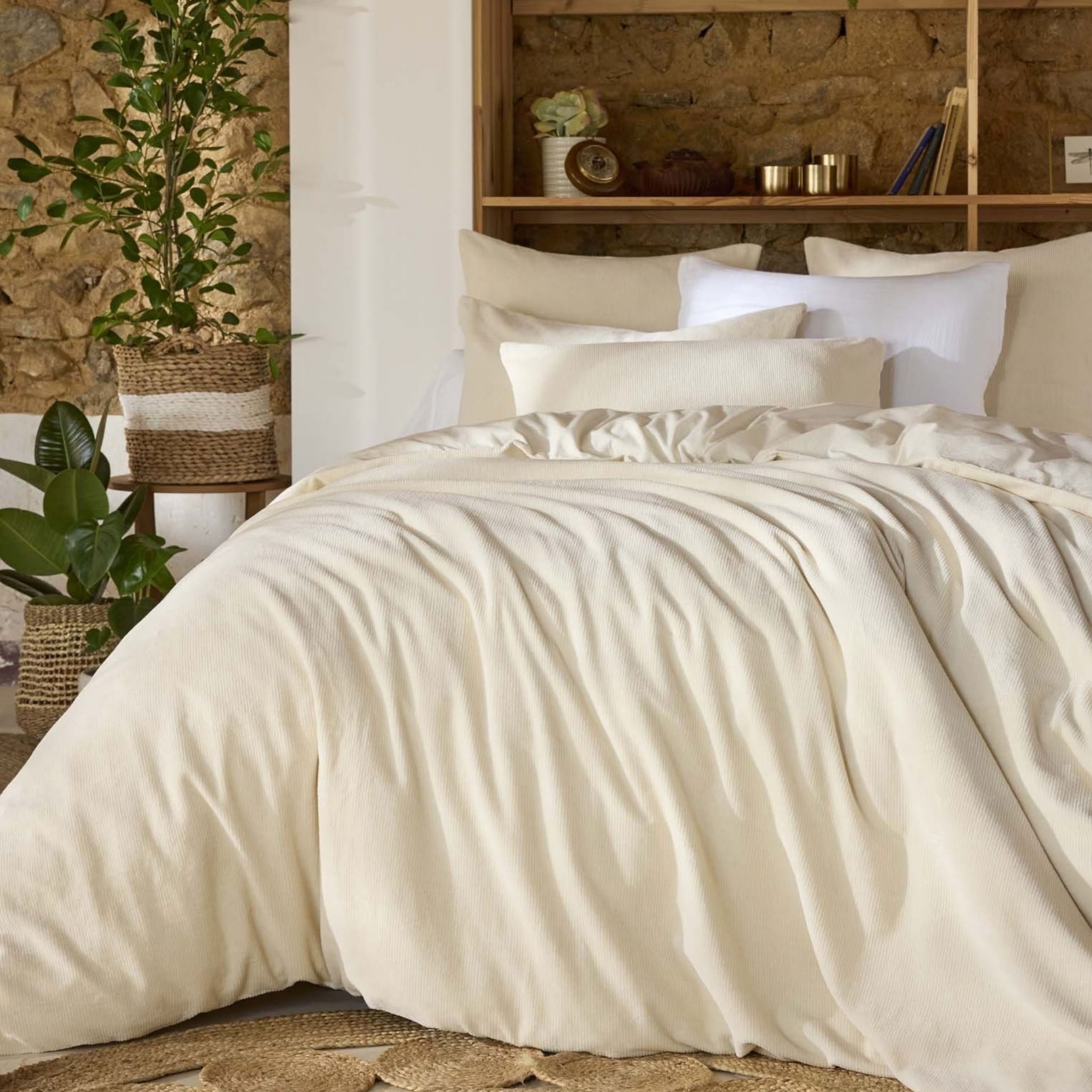 Housse de couette velours de coton côtelé, TERRE DE NUIT