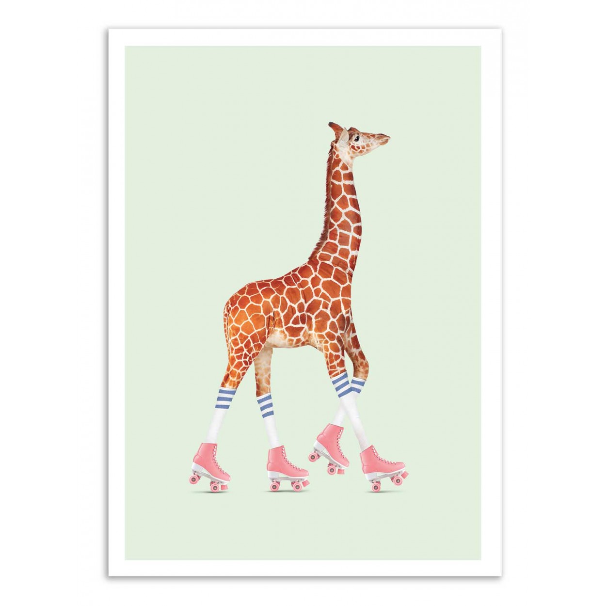 Affiche d'art - Rollerskating Giraffe - Jonas Loose, WALL EDITIONS
