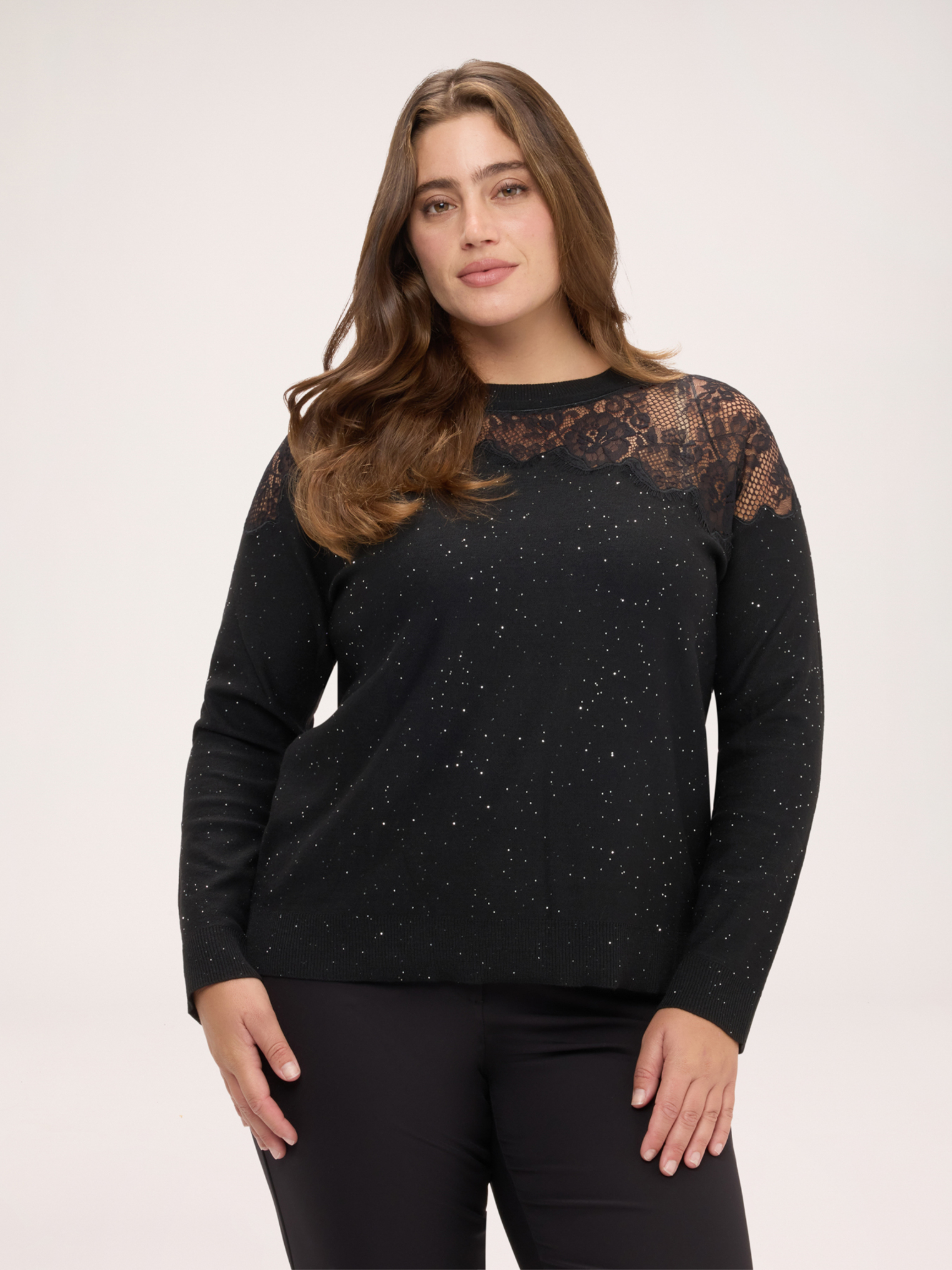 Pull avec insert et micro paillettes, FIORELLA RUBINO