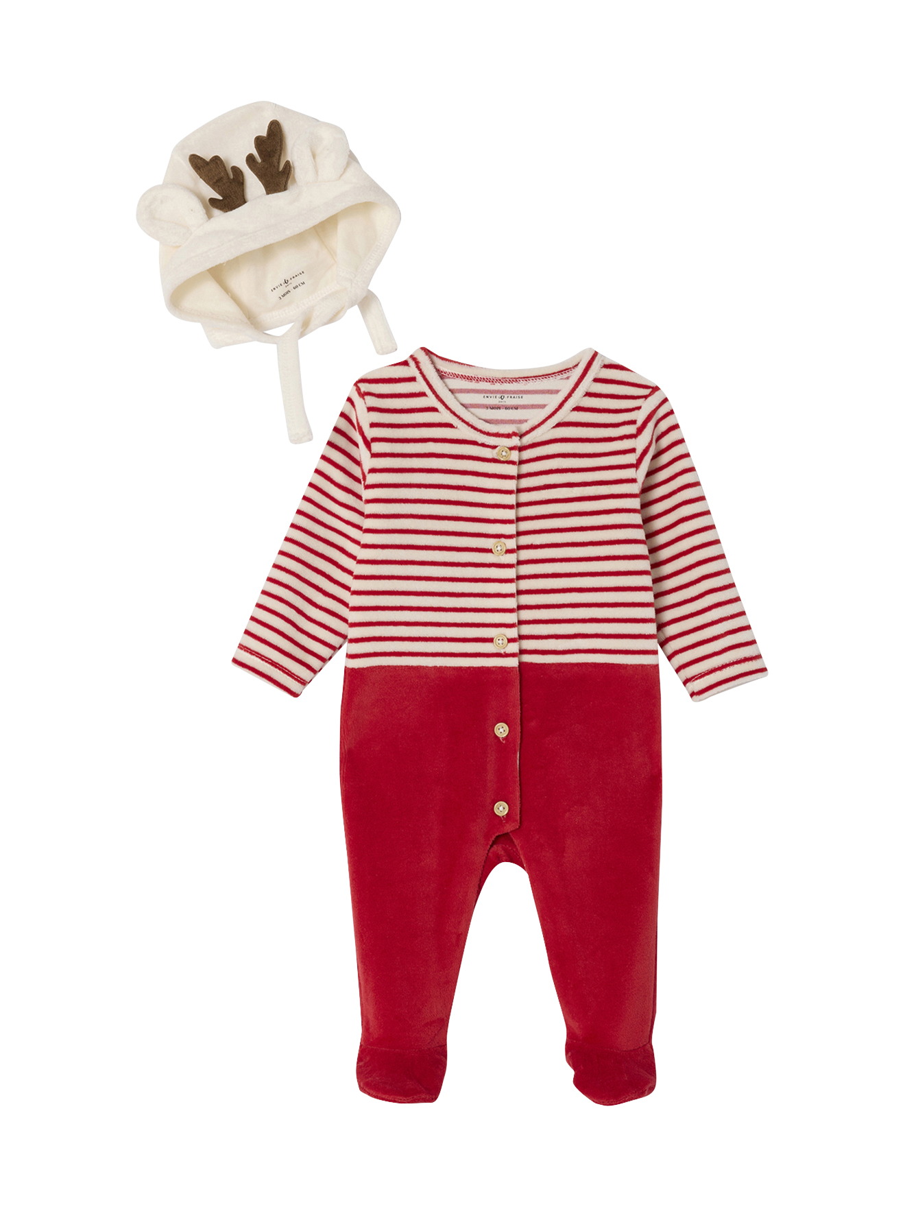 Pyjama noël et bonnet bébé en velours, ENVIE DE FRAISE