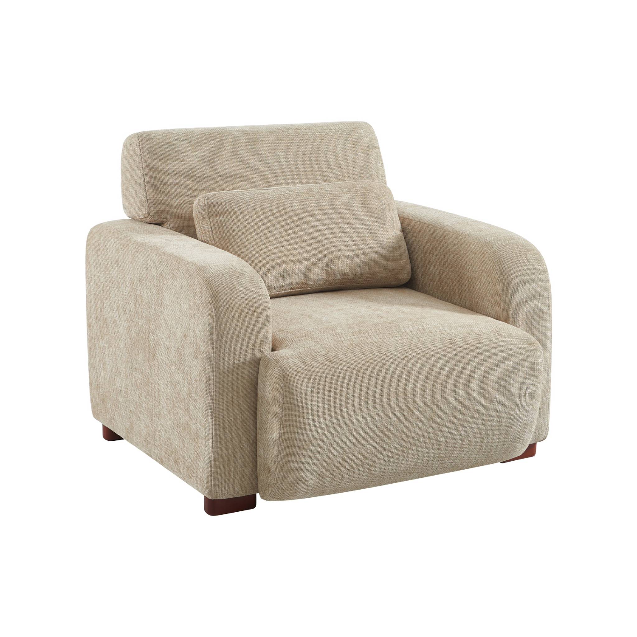 Fauteuil tissu pieds en bois d'hévéa 1 place DANY, SWEEEK
