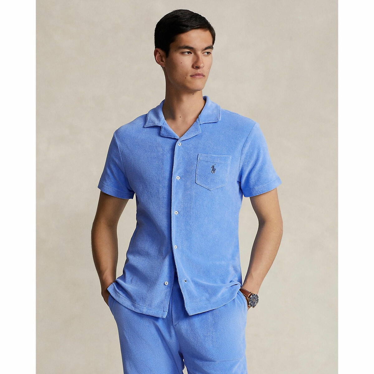 新品 POLO RALPH LAUREN SHORT SLEEVE SHIRT Cotton short sleeve shirt, blue, Polo Ralph Lauren | La Redoute