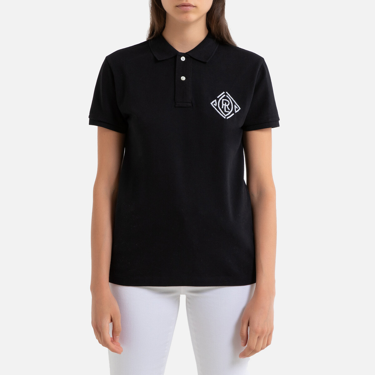 Embroidered Cotton Polo Shirt with Short Sleeves