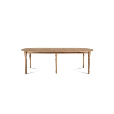 Table ronde en bois 6 pieds tournés D105 + 3 rallonges bois - VICTORIA HELLIN, DEPUIS 1862