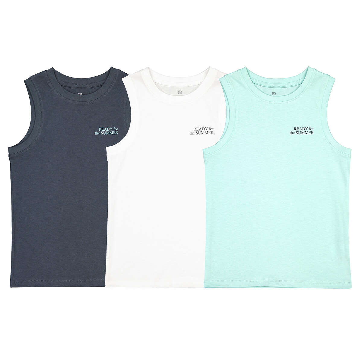 Pack of 3 Vest Tops with Slogan Print in Cotton