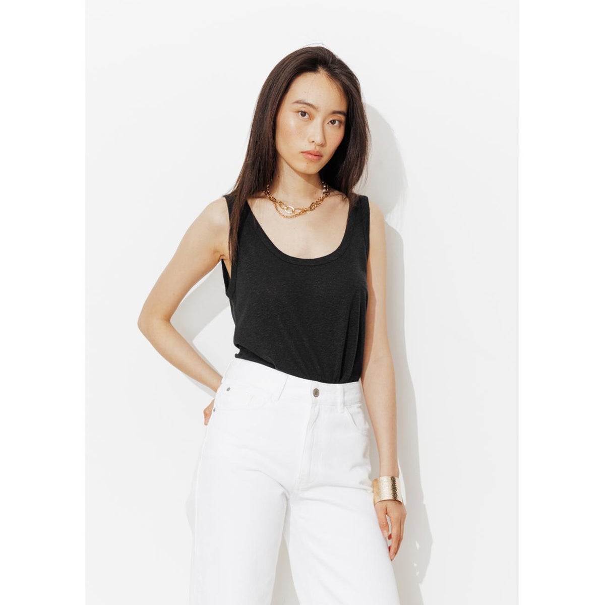 Débardeur en lin mélangé, PROMOD