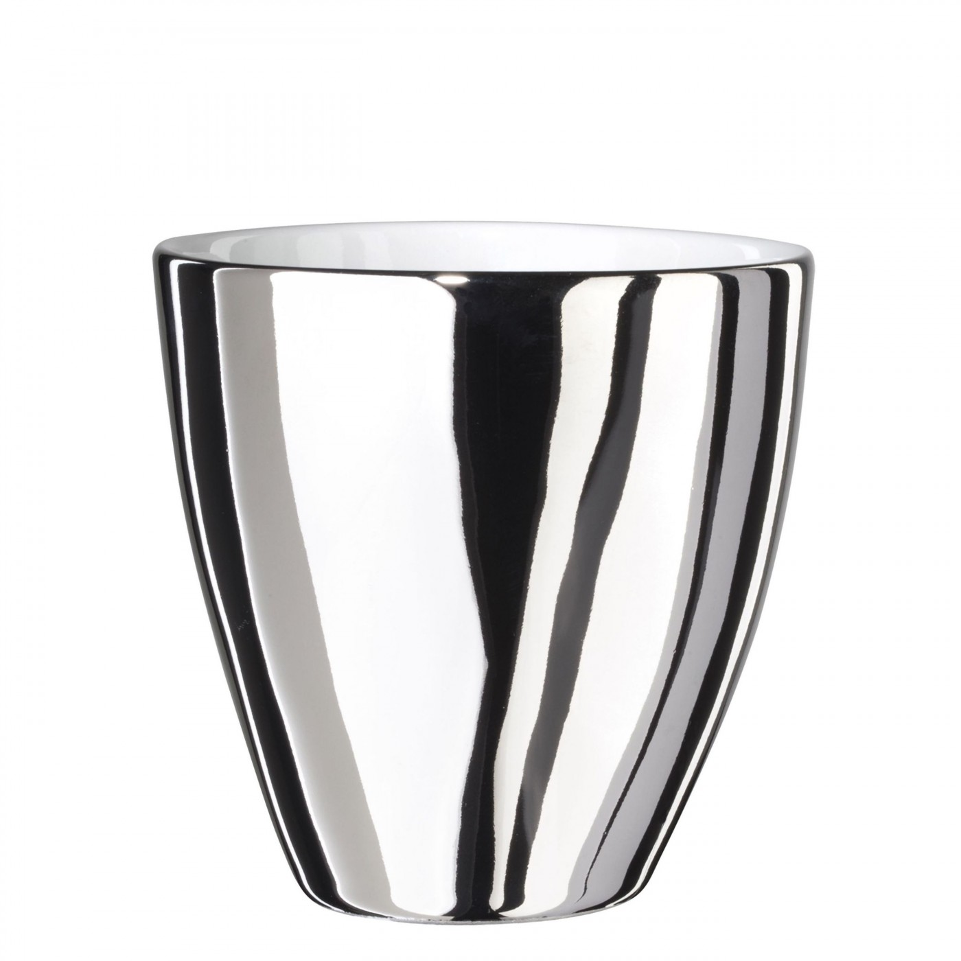 Tasse à Café Assoiffée Porcelaine Blanc Brillant et Platine Diam 7 cm, TSE ET TSE ASSOCIÉES