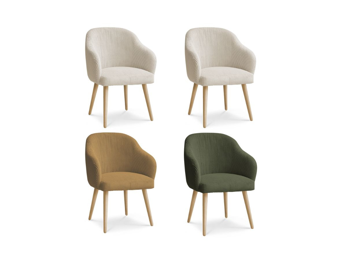 Lot de 4 chaises velours côtelé, SOPHIE, BOBOCHIC