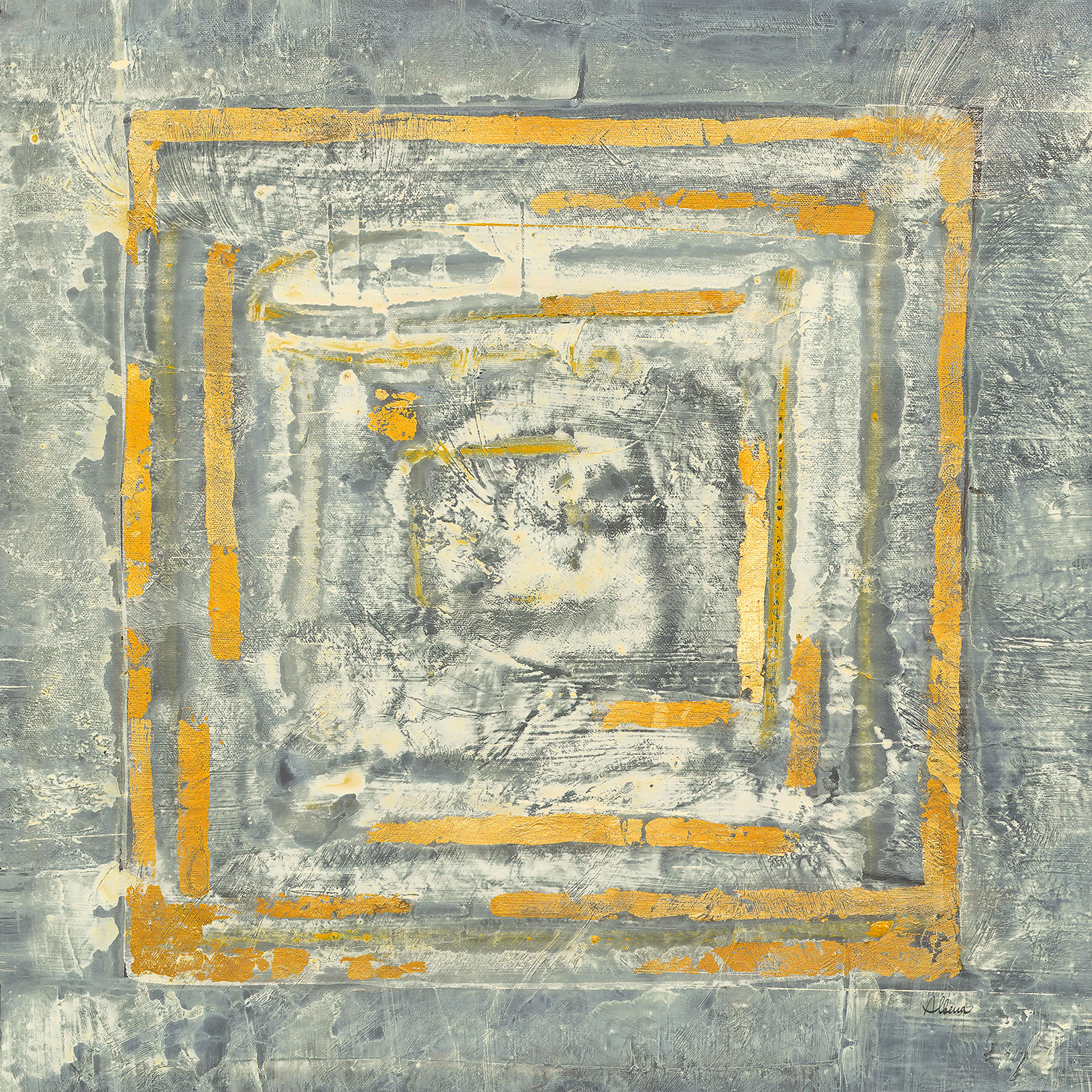 Tableau Abstrait d'or et de blanc, HEXOA
