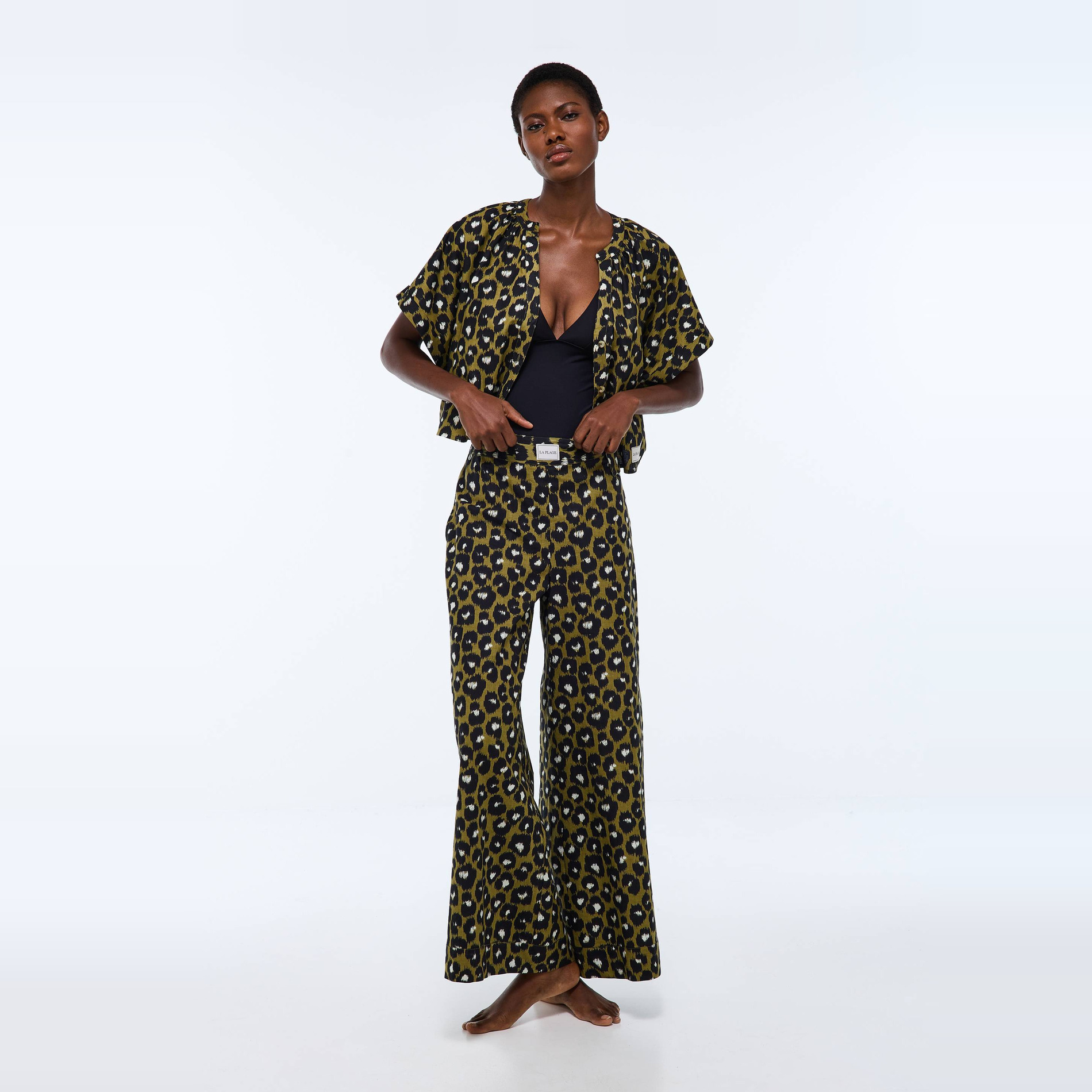 Pantalon de plage imprimé animalier en coton BIO GOTS, MONOPRIX