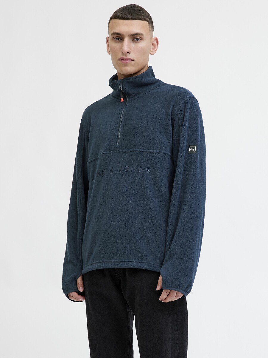 Half Zip-Up Fleece Sweatshirt, JACK & JONES