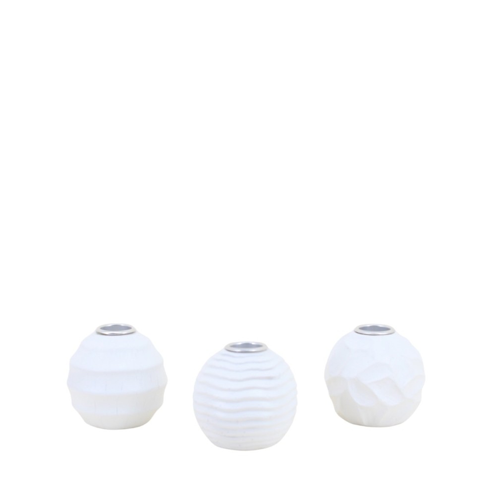 Set de 3 bougeoirs en résine texturée, ORNAMI