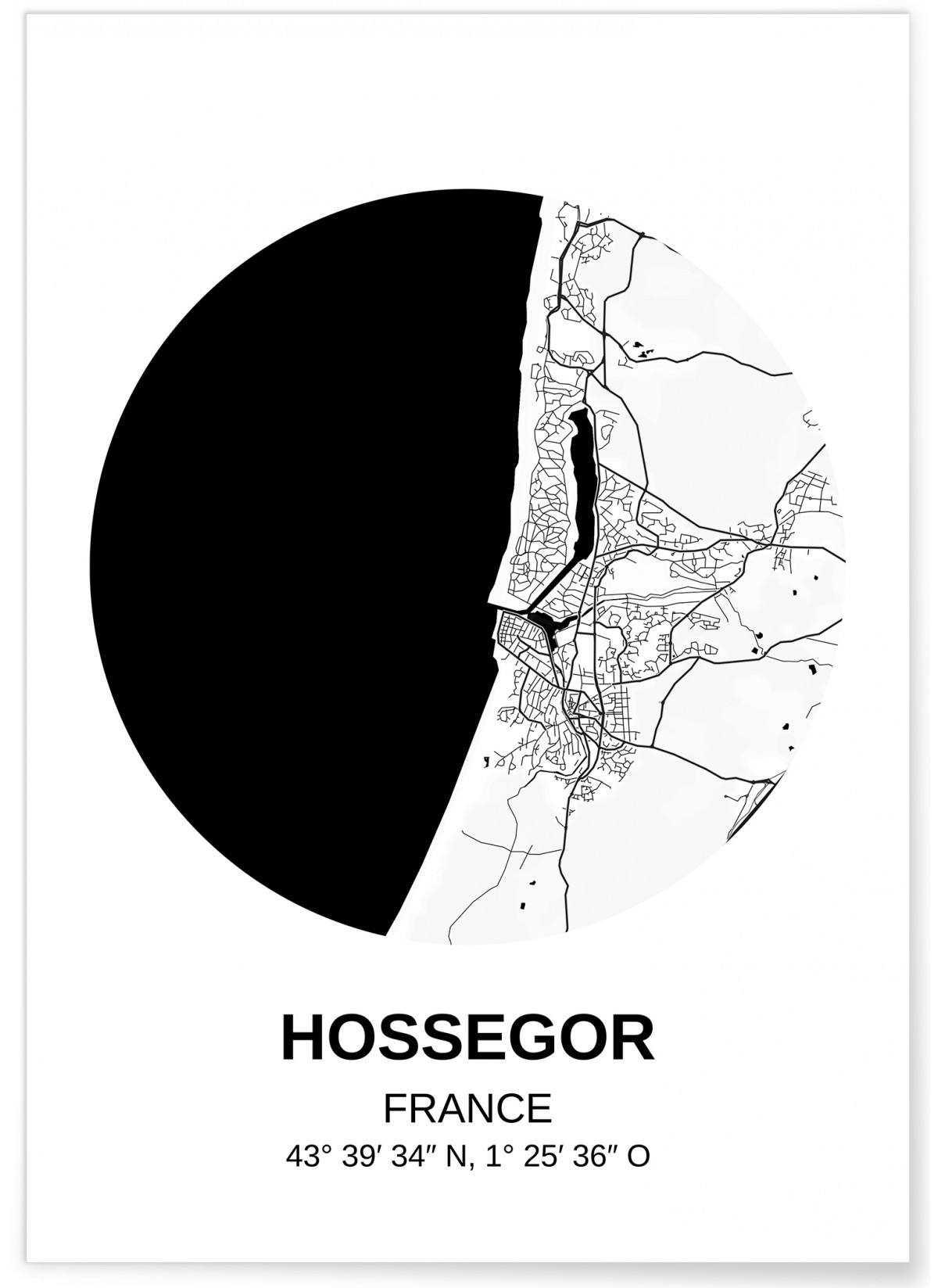 Affiche Carte Hossegor, L'AFFICHERIE