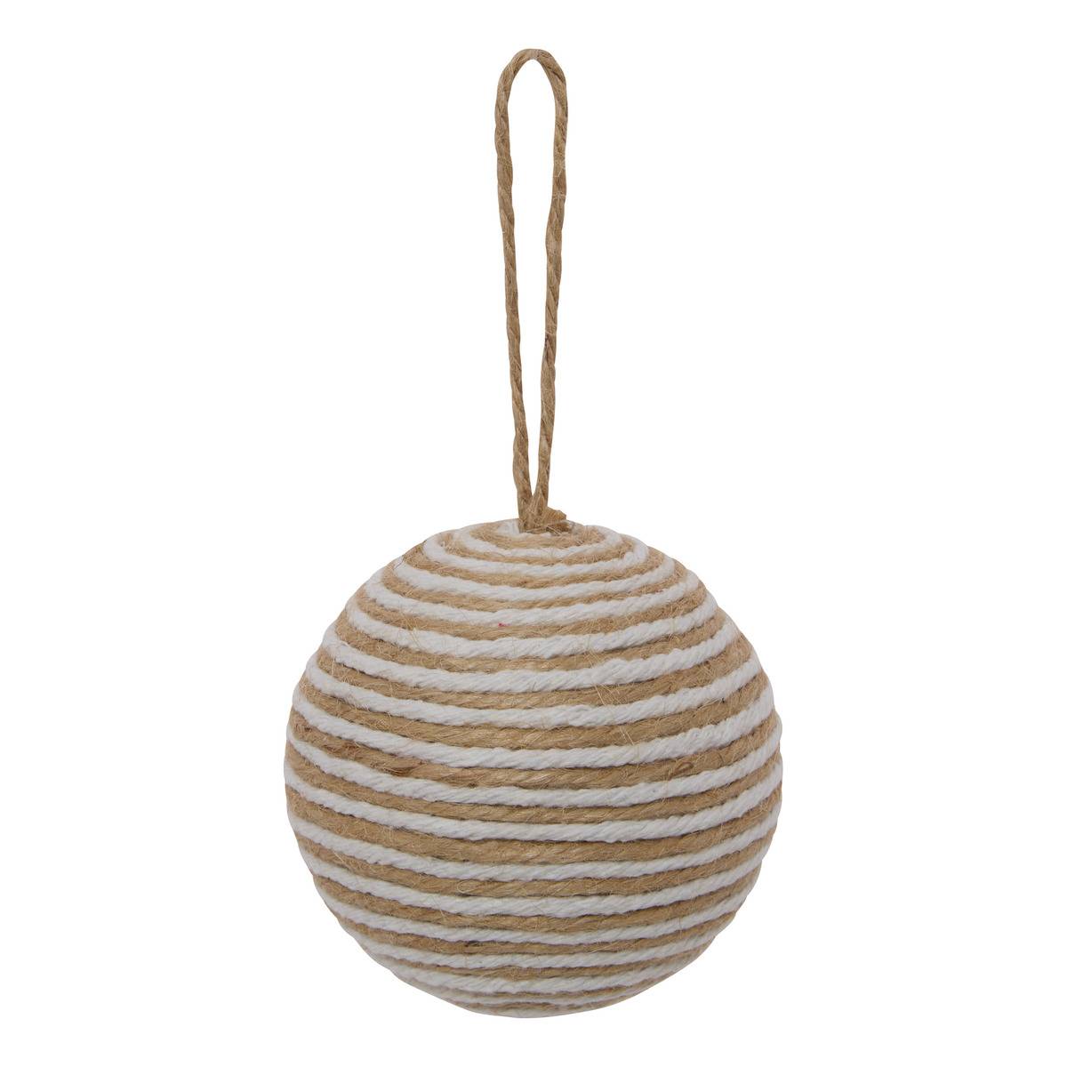 Boule de Noël fils de jute naturel D. 80 mm, FEERIC LIGHTS & CHRISTMAS