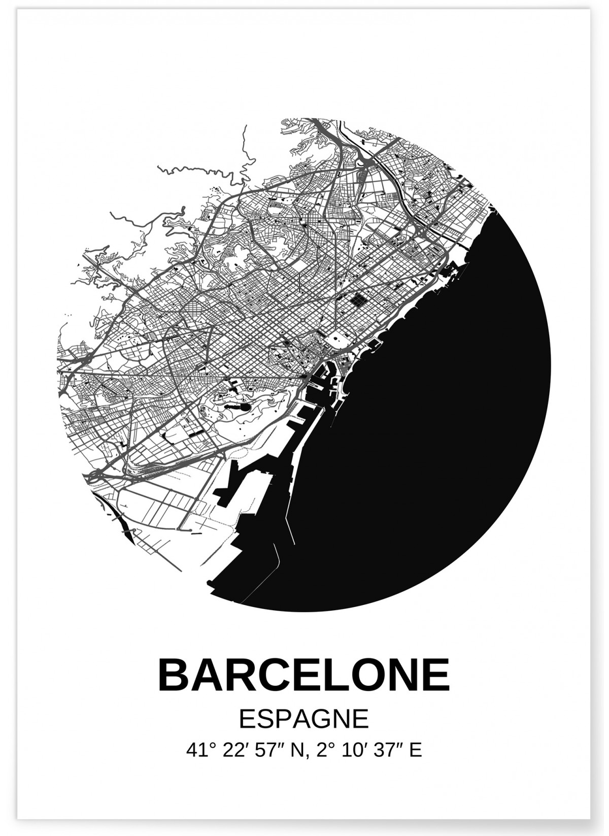 Affiche Carte Barcelone, L'AFFICHERIE
