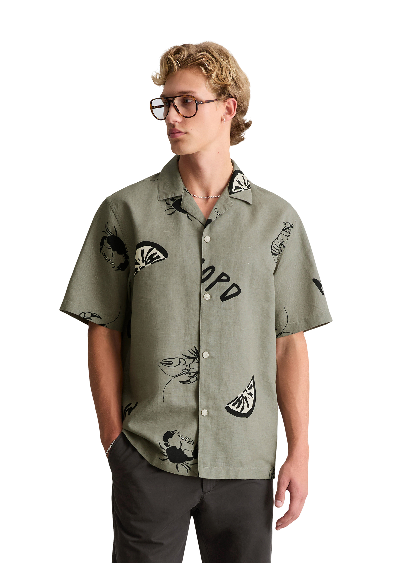 Chemise à manches courtes Crayfish Capsule en coton bio et en lin, MARC O’POLO DENIM