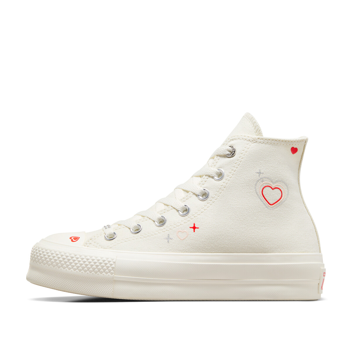 High top white converse clearance with heart