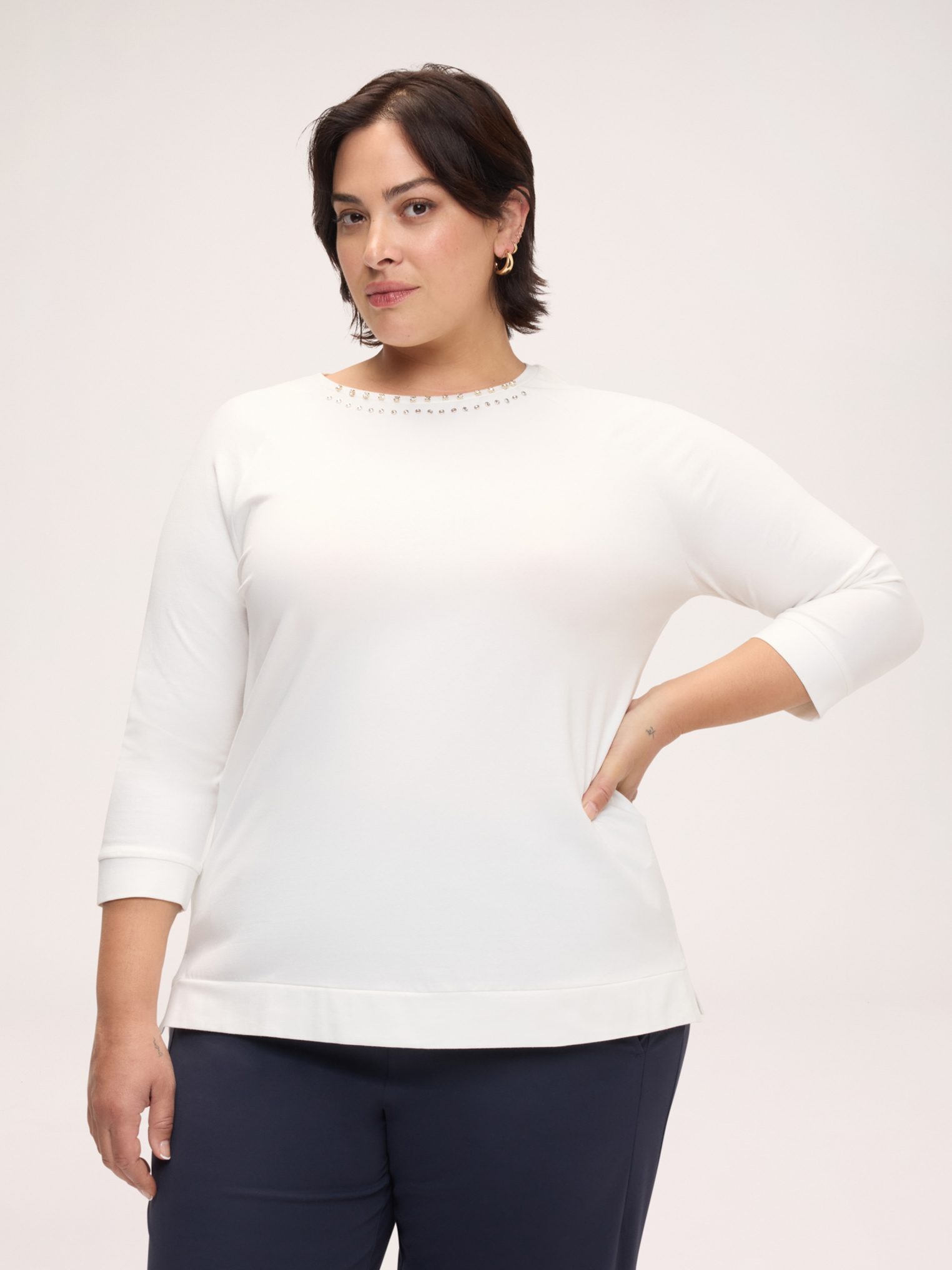 T-shirt avec strass et clous, FIORELLA RUBINO