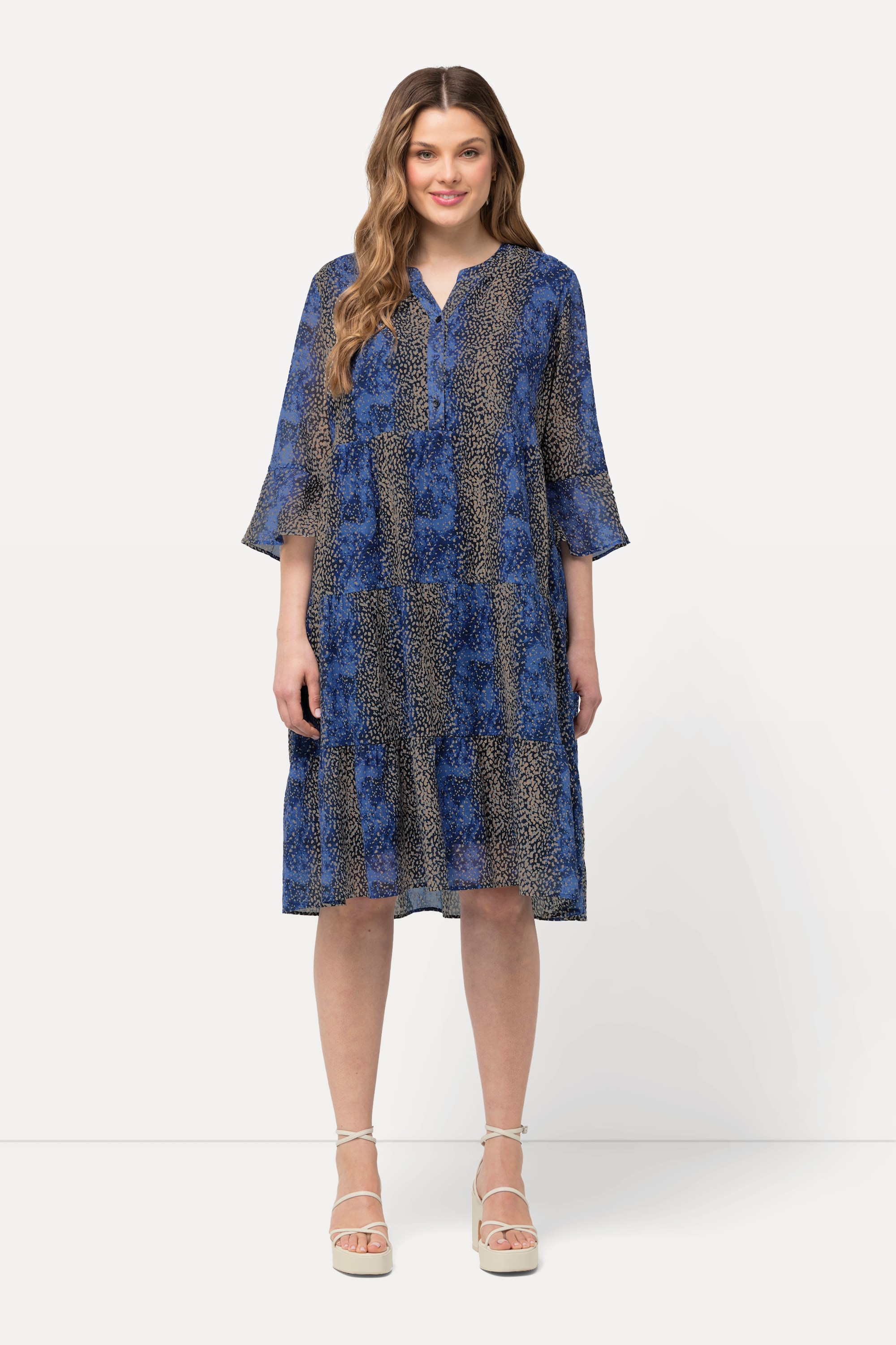 Robe midi à manches 3/4 volantées., ULLA POPKEN