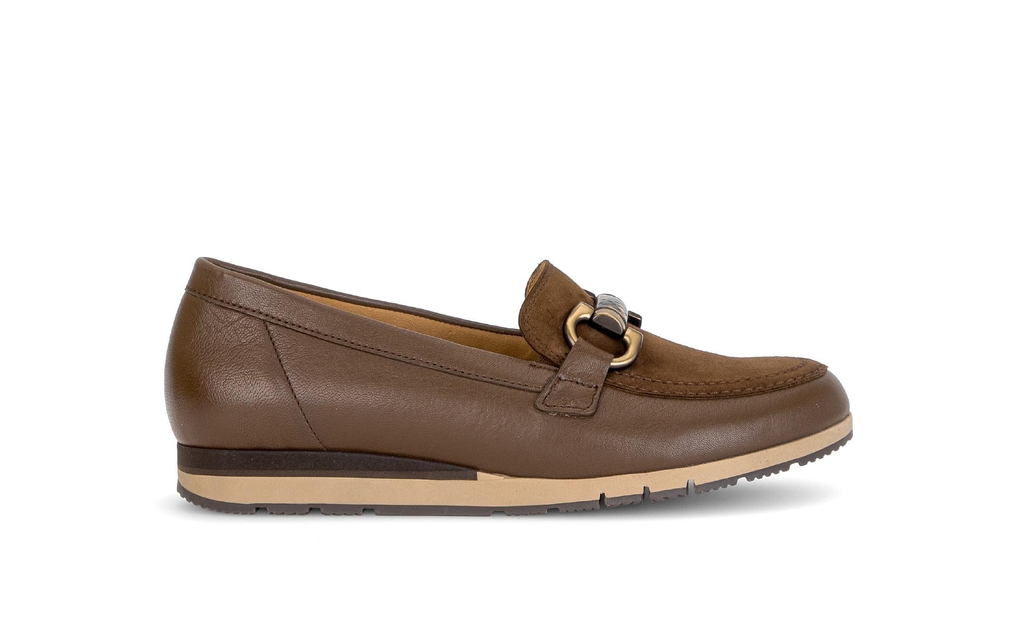 Mocassins en cuir lisse à talon compensé, GABOR