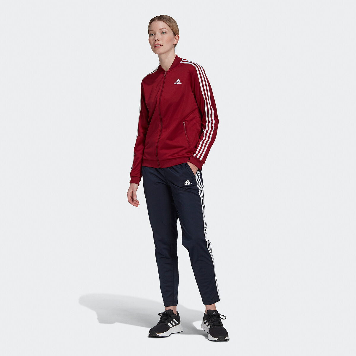 Adidas three hot sale stripe tracksuit womens