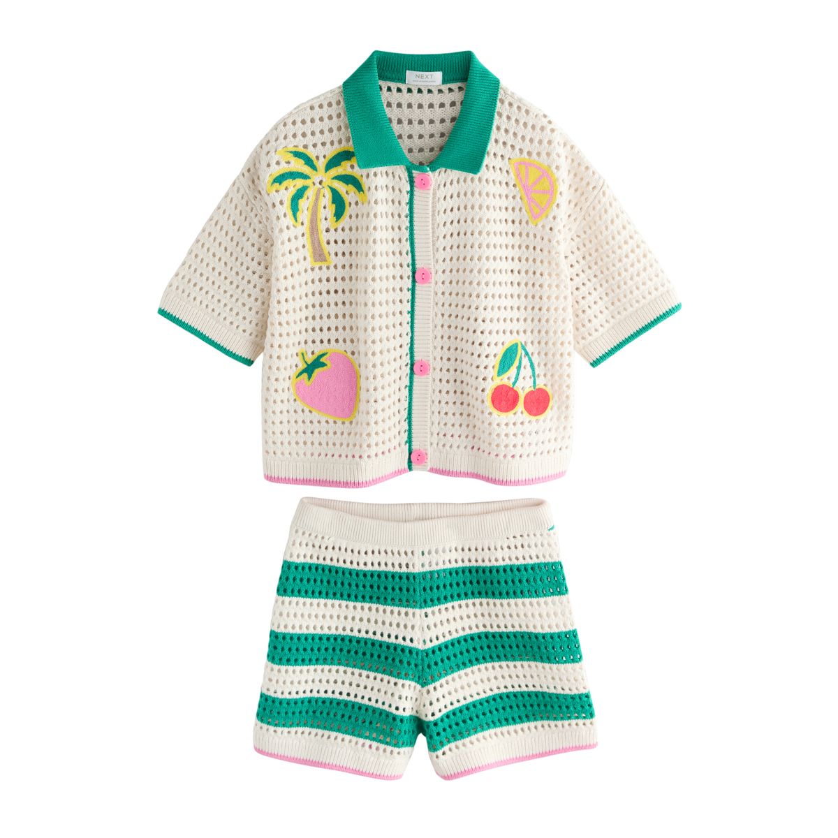 Ensemble short et chemise brodés, NEXT