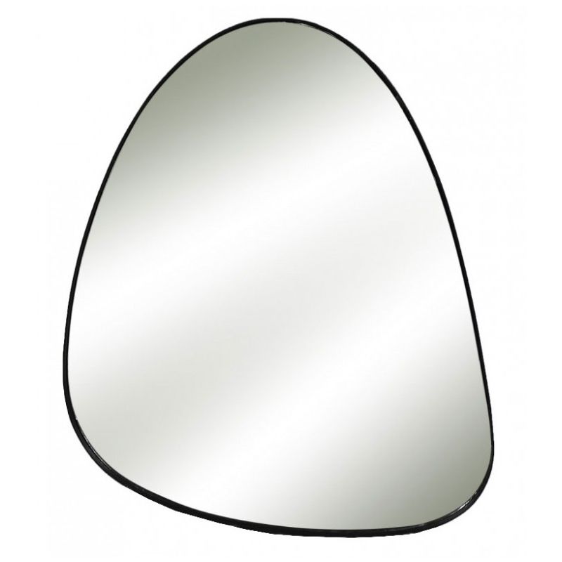 grand miroir mural metal noir forme galet - hauteur 66cm
