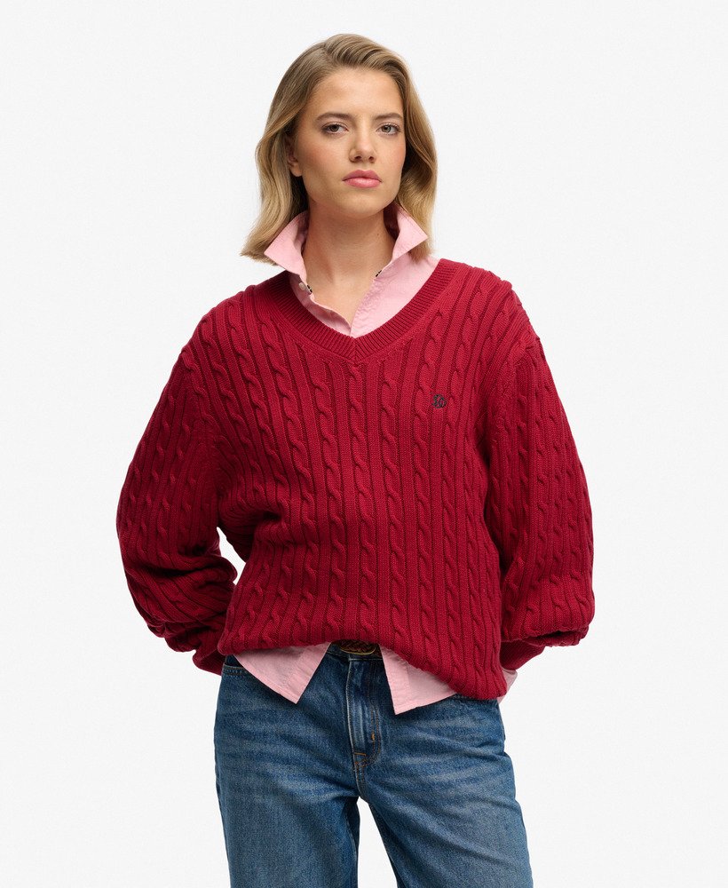Pull à Câbles Col V Oversize, SUPERDRY