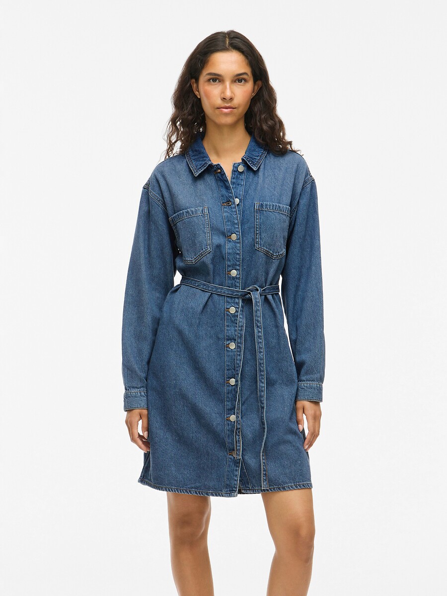 Robe courte en jean ceinturée, VILA