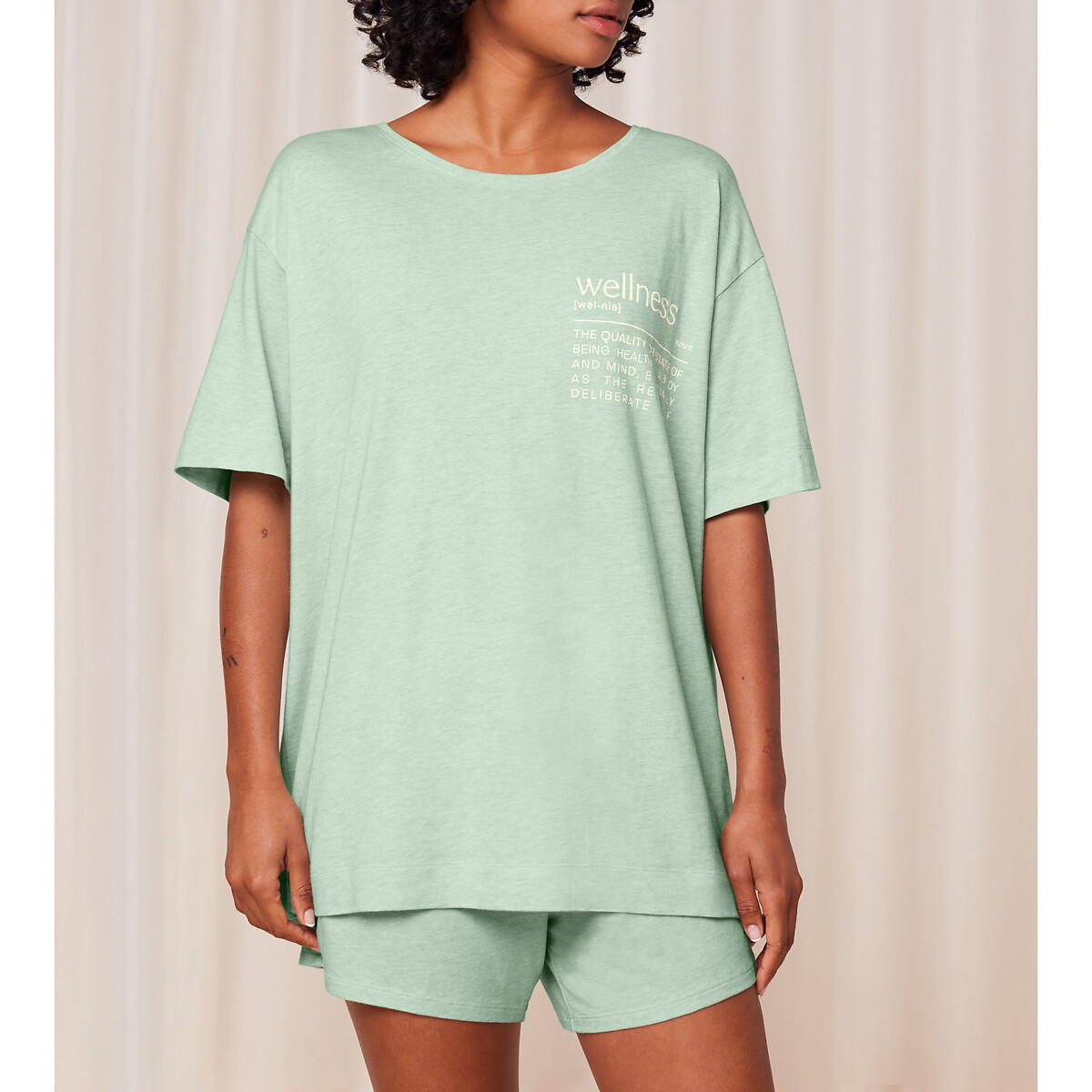 Image of Mindful Short Pyjamas with Short Sleeves in Cotton Mix