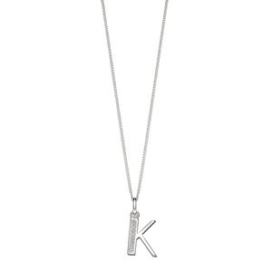 Sterling Silver Art Deco Initial 'K' Pendant with Cubic Zirconia Stone Detail BEGINNINGS image