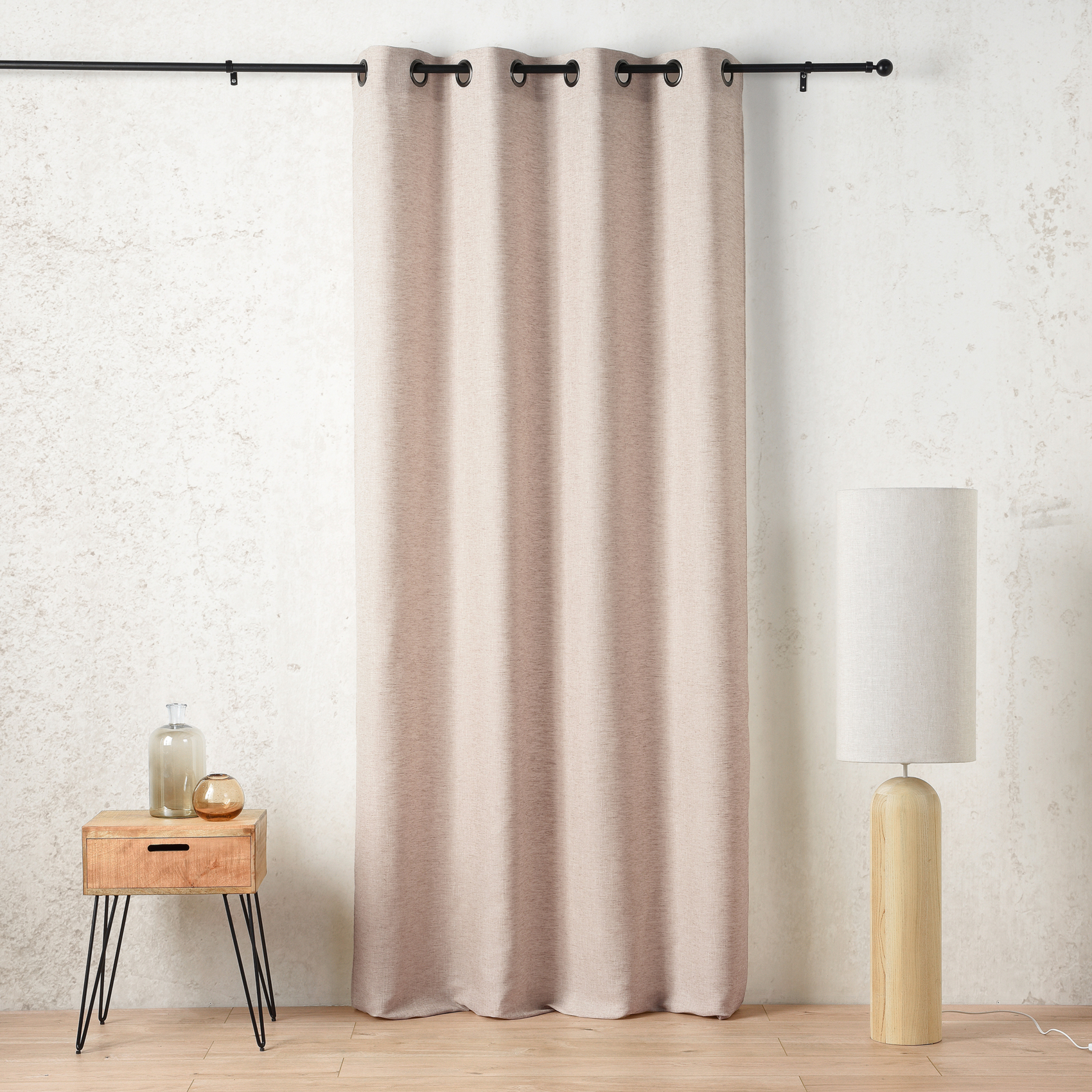 Rideau tamisant à œillets polylin satin, LINDER