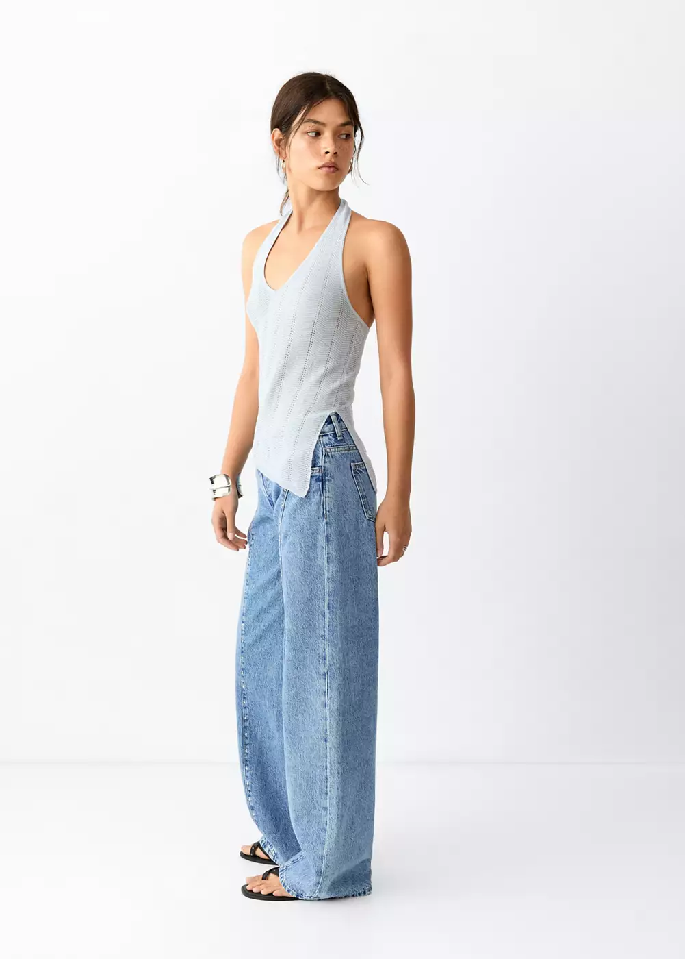 Jean taille basse à clous, MANGO TEEN