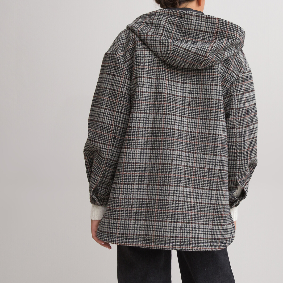 Trenca austríaca con capucha a cuadros de lana mezclada cuadros beige La  Redoute Collections | La Redoute