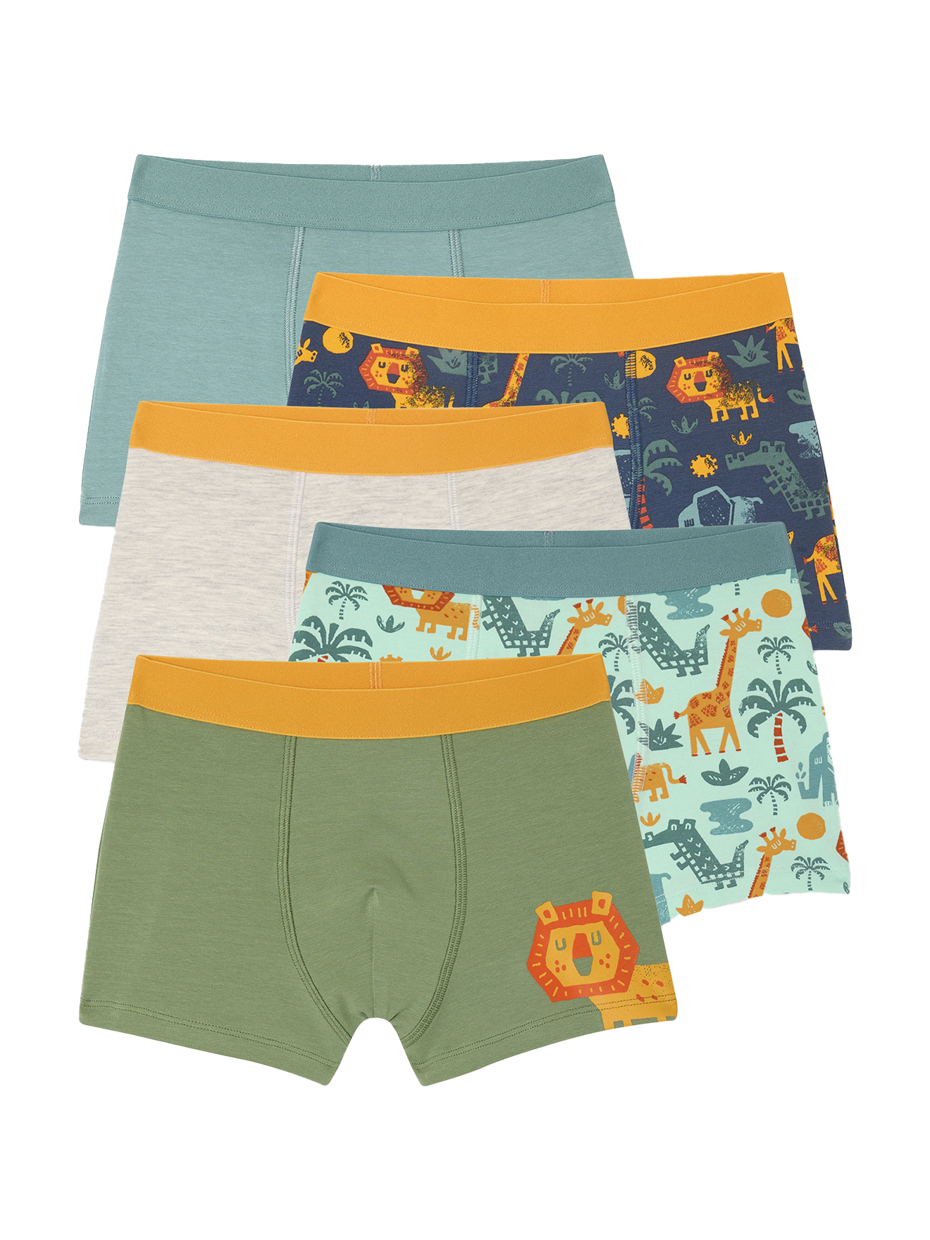 Lot de 5 boxers stretch Jungle, VERTBAUDET